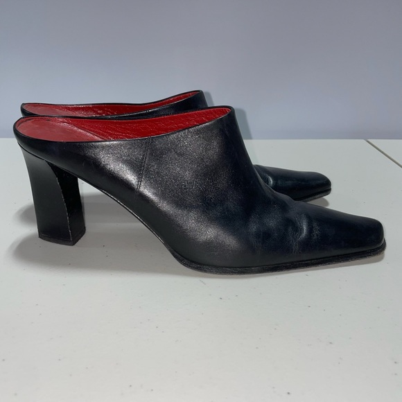 Anne Klein Black Leather Mule Heel Size 8.5 - Picture 5 of 7
